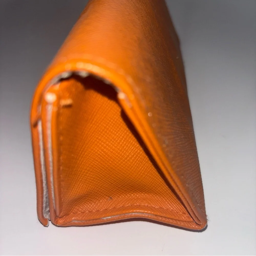 Tory Burch Triangle Eyeglass Case Orange Faux Leather